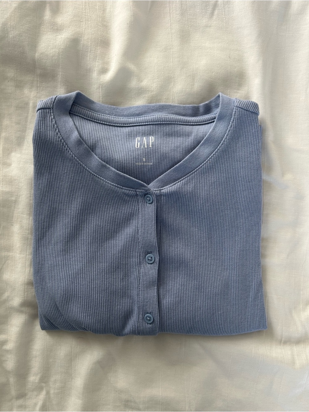 GAP Dusty Blue Ribbed Button-Front Cardigan - Picture 4 of 6